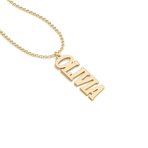 Personalised Varsity Vertical Name Necklace