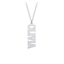 Personalised Varsity Vertical Name Necklace in 925 Sterling Silver