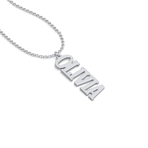 Personalised Varsity Vertical Name Necklace – Sterling Silver