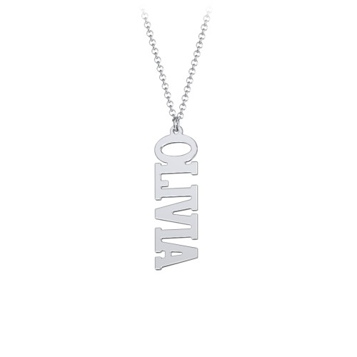 Personalised Varsity Vertical Name Necklace – Sterling Silver