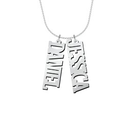 Personalised Varsity Vertical 2 Names Necklace
