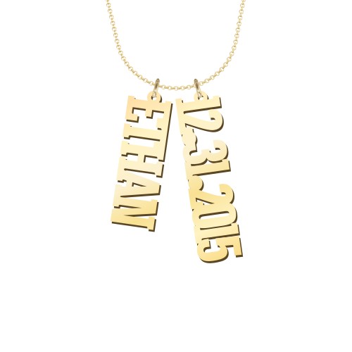 Personalised Varsity Vertical 2 Names Necklace