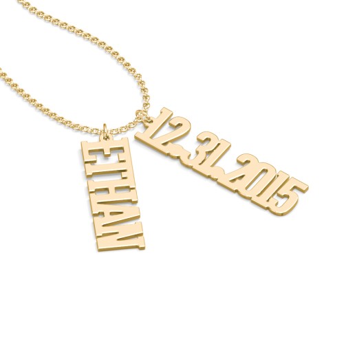 Personalised Varsity Vertical 2 Names Necklace
