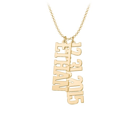 Personalised Varsity Vertical 2 Names Necklace