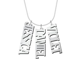Personalised Varsity Vertical 3 Names Necklace