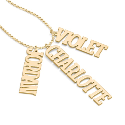 Personalised Varsity Vertical 3 Names Necklace