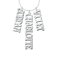 Personalised Varsity Vertical 3 Names Necklace – Sterling Silver