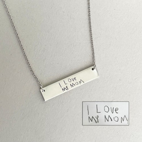 Personalised Handwriting Bar Pendant – 18K Gold Plated Silver