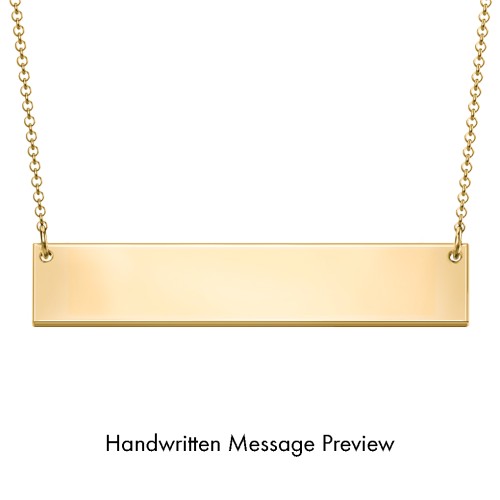 Personalised Handwriting Bar Pendant – 18K Gold Plated Silver