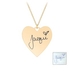 Personalised Handwriting Heart Necklace in 18K Gold Plated Silver
