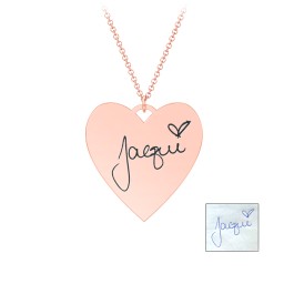 Personalised Handwriting Heart Necklace in 10K Solid Rose Gold