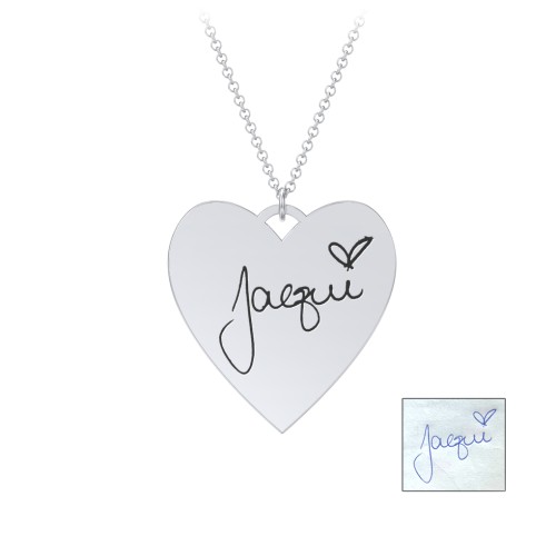 Personalised Handwriting Heart Necklace – Sterling Silver
