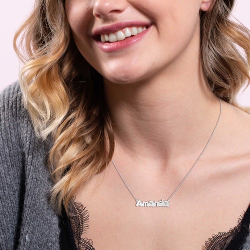 Personalised Bubble Name Necklace – 18K Gold Plated Silver