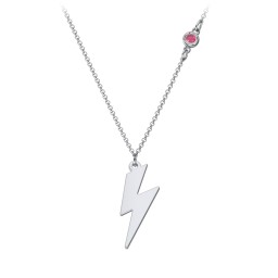 Lightning Bolt Charm Necklace with Gemstone