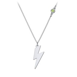 Lightning Bolt Charm Necklace with Gemstone