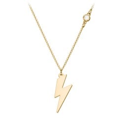 Lightning Bolt Charm Necklace with Gemstone