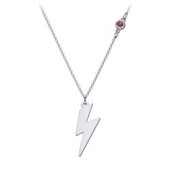 Lightning Bolt Charm Necklace with Gemstone in 925 Sterling Silver with Garnet