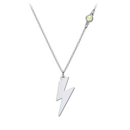 Lightning Bolt Charm Necklace with Gemstone in 925 Sterling Silver with Peridot