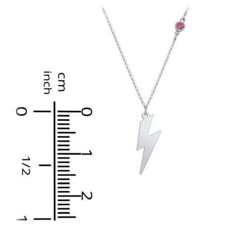 Lightning Bolt Charm Necklace with Gemstone – Sterling Silver with Blue Sapphire