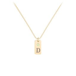 Small Initial Tag Necklace with Birthstone