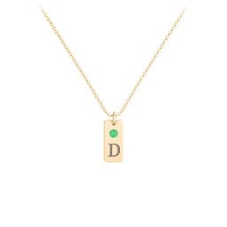 Small Initial Tag Necklace with Birthstone