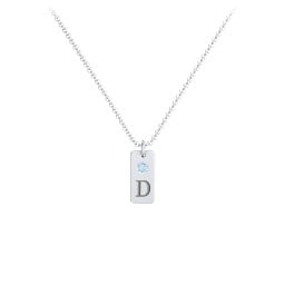 Small Initial Tag Necklace with Birthstone