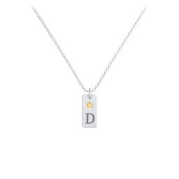 Small Initial Tag Necklace with Birthstone