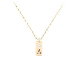 Small Initial Tag Necklace with Birthstone