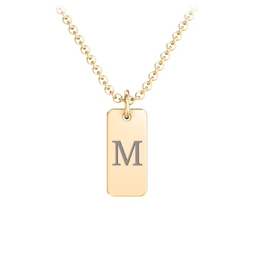Small Initial Tag Necklace – 18K Gold Plated Silver