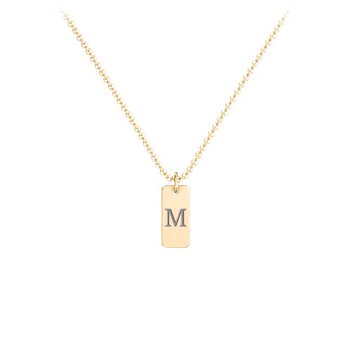 Small Initial Tag Necklace – 18K Gold Plated Silver