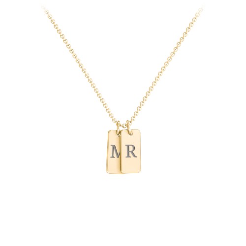 Small Initial 2 Tag Necklace – 18K Gold Plated Silver