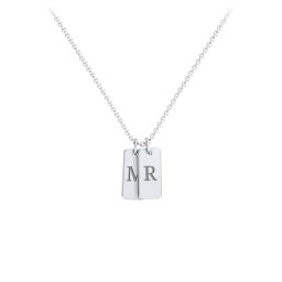 Small Initial 2 Tag Necklace in 925 Sterling Silver