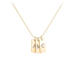 Small Initial 3 Tag Necklace in 18K Gold Plated Silver