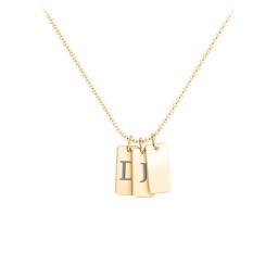 Small Initial 3 Tag Necklace in 18K Gold Plated Silver