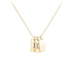 Small Initial 3 Tag Necklace in 18K Gold Plated Silver