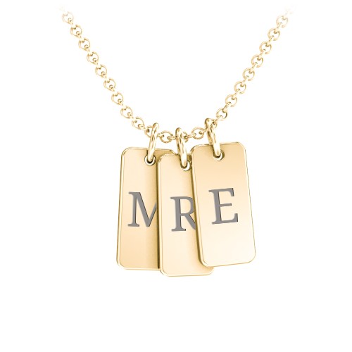Small Initial 3 Tag Necklace – 18K Gold Plated Silver