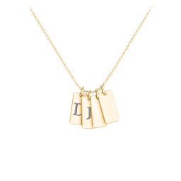 Small Initial 4 Tag Necklace in 18K Gold Plated Silver