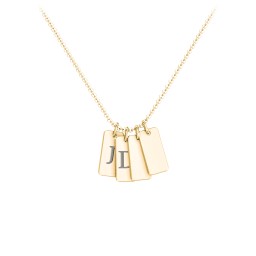 Small Initial 4 Tag Necklace in 18K Gold Plated Silver