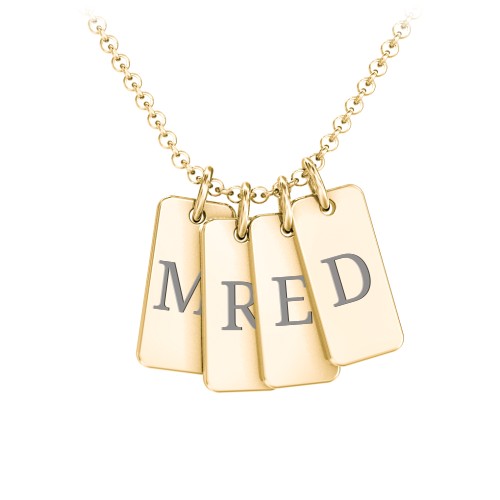 Small Initial 4 Tag Necklace – 18K Gold Plated Silver