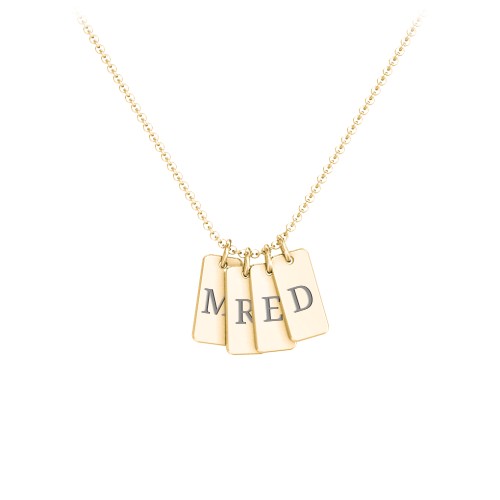 Small Initial 4 Tag Necklace – 18K Gold Plated Silver