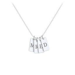 Small Initial 4 Tag Necklace in 925 Sterling Silver