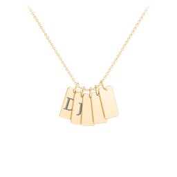 Small Initial 5 Tag Necklace in 18K Gold Plated Silver