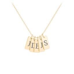 Small Initial 5 Tag Necklace in 18K Gold Plated Silver