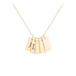Small Initial 5 Tag Necklace in 18K Gold Plated Silver