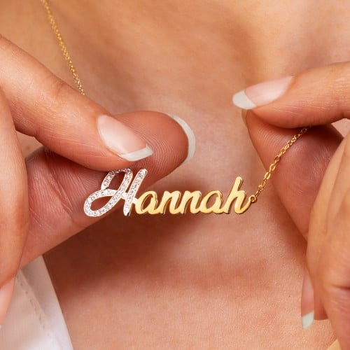 Personalised Name Necklace with Pavé Initial