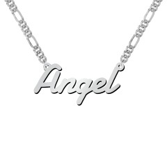 Personalised Name Necklace with Figaro Chain – 18K Gold Plated Silver