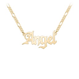 Personalised Name Necklace with Figaro Chain in 18K Gold Plated Silver