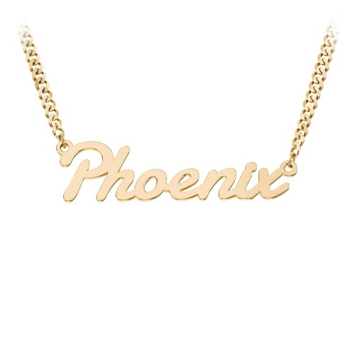 Personalised Name Necklace with Open Curb Chain – 18K Gold Plated Silver