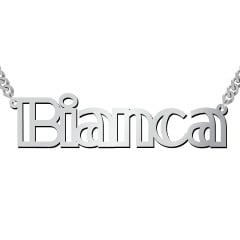 Outline Name Necklace with Open Curb Chain