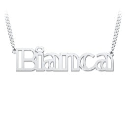 Outline Name Necklace with Open Curb Chain